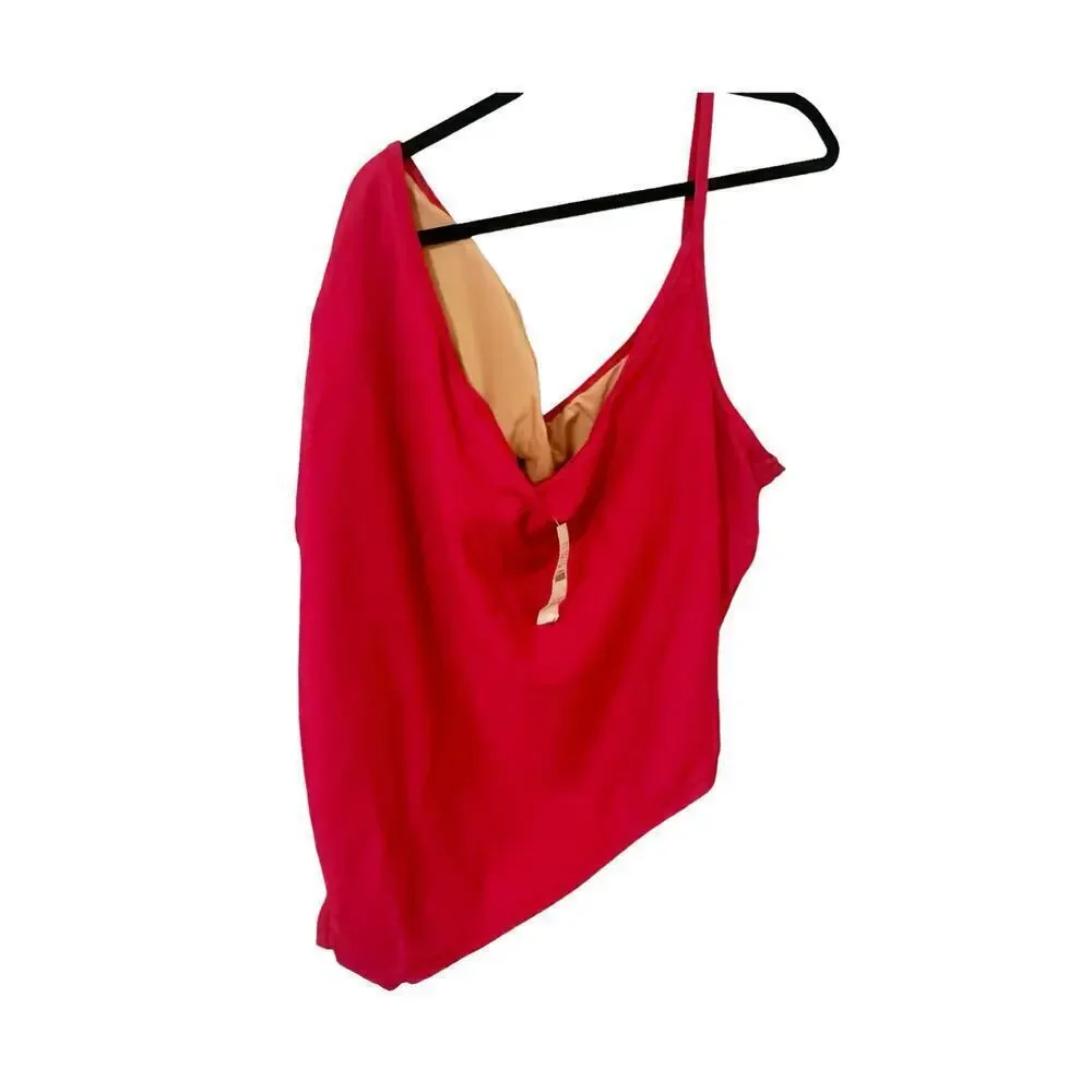 J. Crew NWT Ribbed One-Strap Modern One-Piece Swimsuit Wild Hibiscus Size 24 NWT